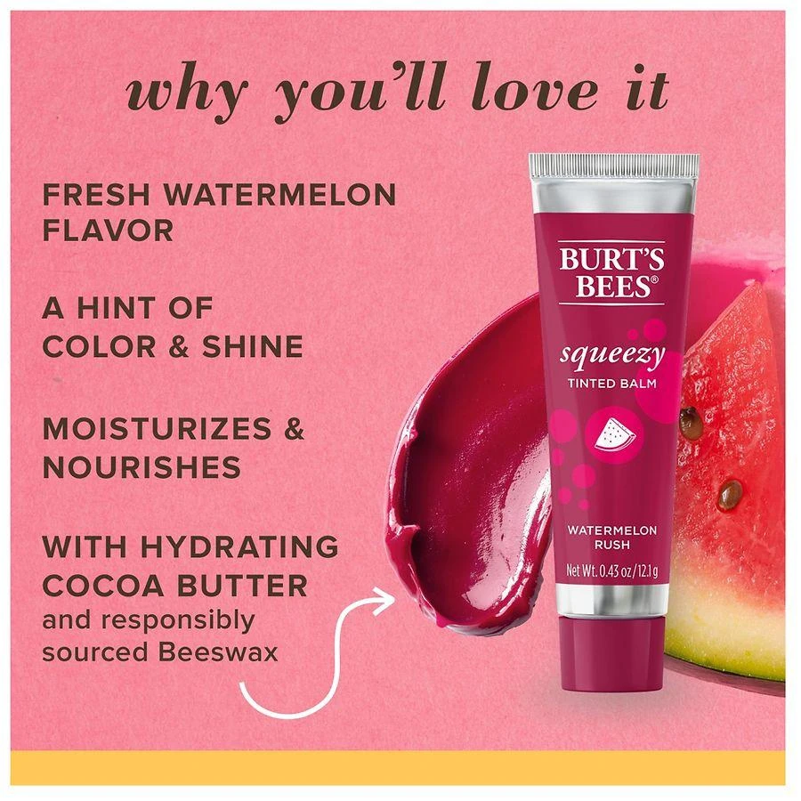 Burt's Bees Squeezy Tinted Lip Balm Watermelon Rush 3