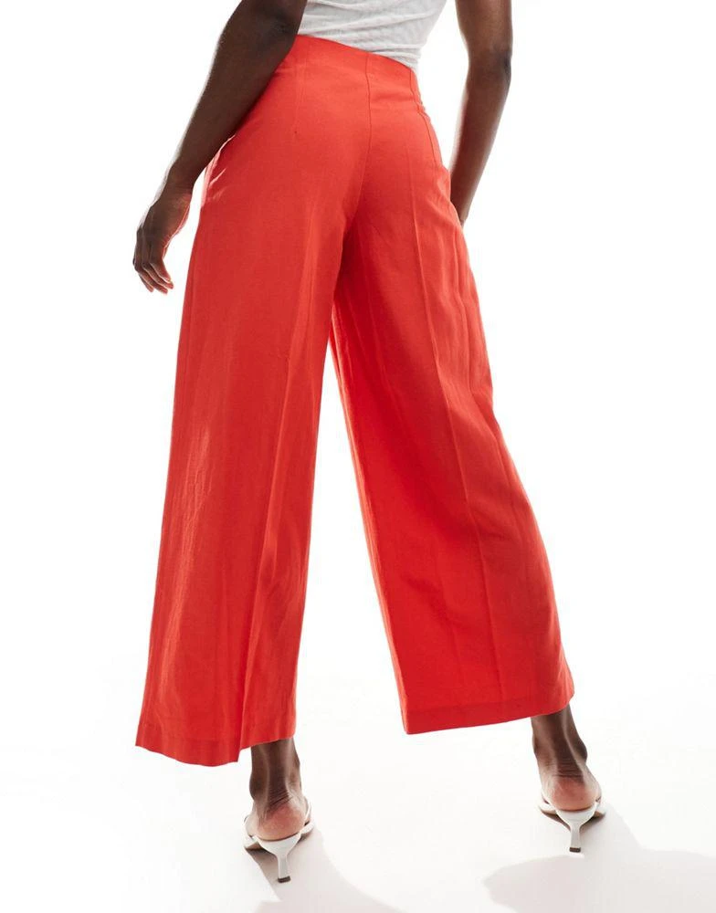 ASOS ASOS DESIGN tailored linen culotte trousers in red 4