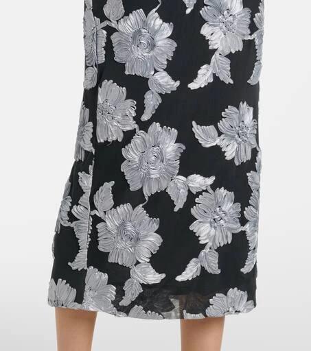 ROTATE Birger Christensen Embroidered mesh pencil skirt 5