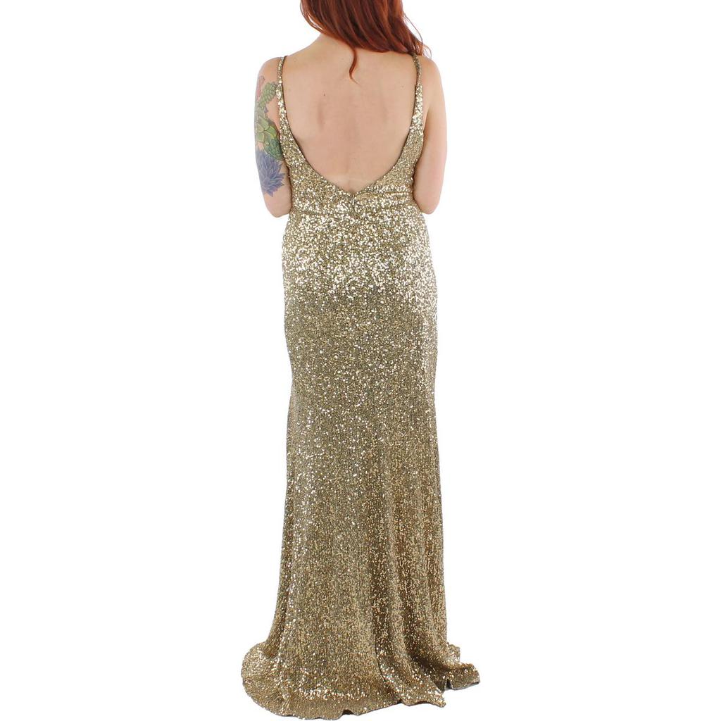 Mac Duggal Womens Metallic Long Slip Dress