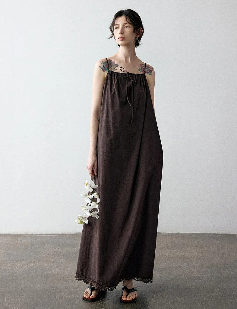 Pixie Market Lace Hem Dress in Chocolate 1