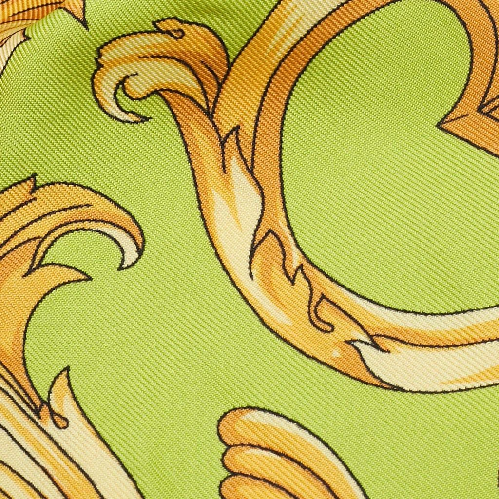 Versace Versace Green Barocco Goddess Silk Ribbon Scrunchie 3