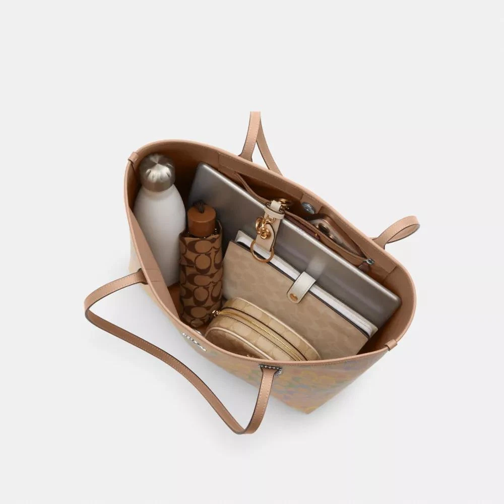 Coach City Tote Bag In Rainbow Signature Canvas 5