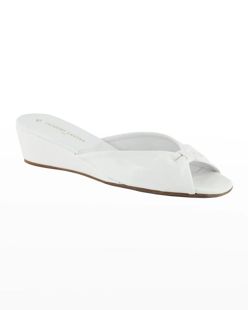Jacques Levine Leather Open-Toe Slippers 2