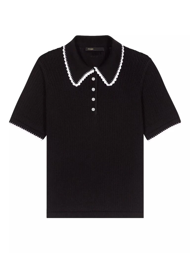 Maje Pointelle Knit Polo Shirt 1