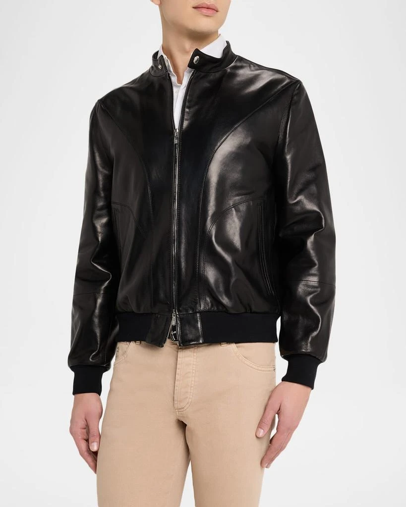 Brunello Cucinelli Men
s Polished Nappa Leather Pilot Jacket 4