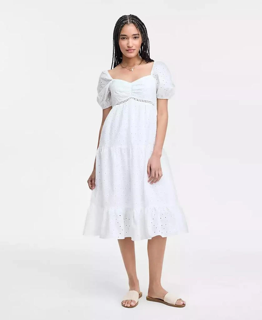 Kingston Grey Juniors' Eyelet Puff-Sleeve Tiered Midi Dress 1