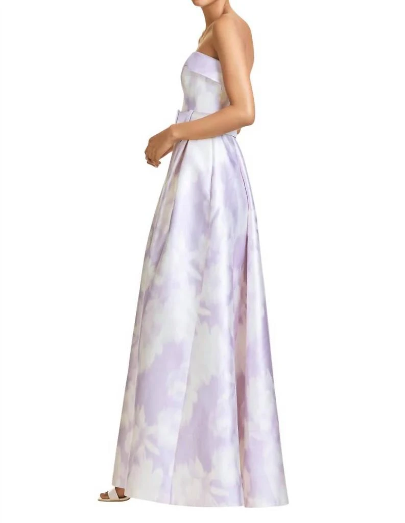 Sachin & Babi Brielle Gown With Belt In Ikat Floral Violet Ice 2