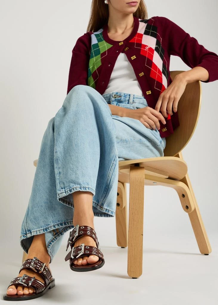 Ganni Feminine Buckle faux leather sliders 5