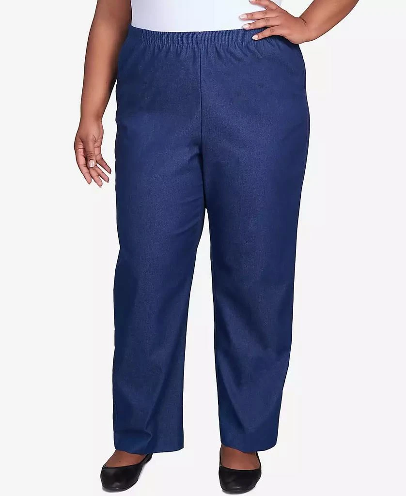 Alfred Dunner Plus Size Classic Denim Pull-On Straight-Leg Short Length Pants 1