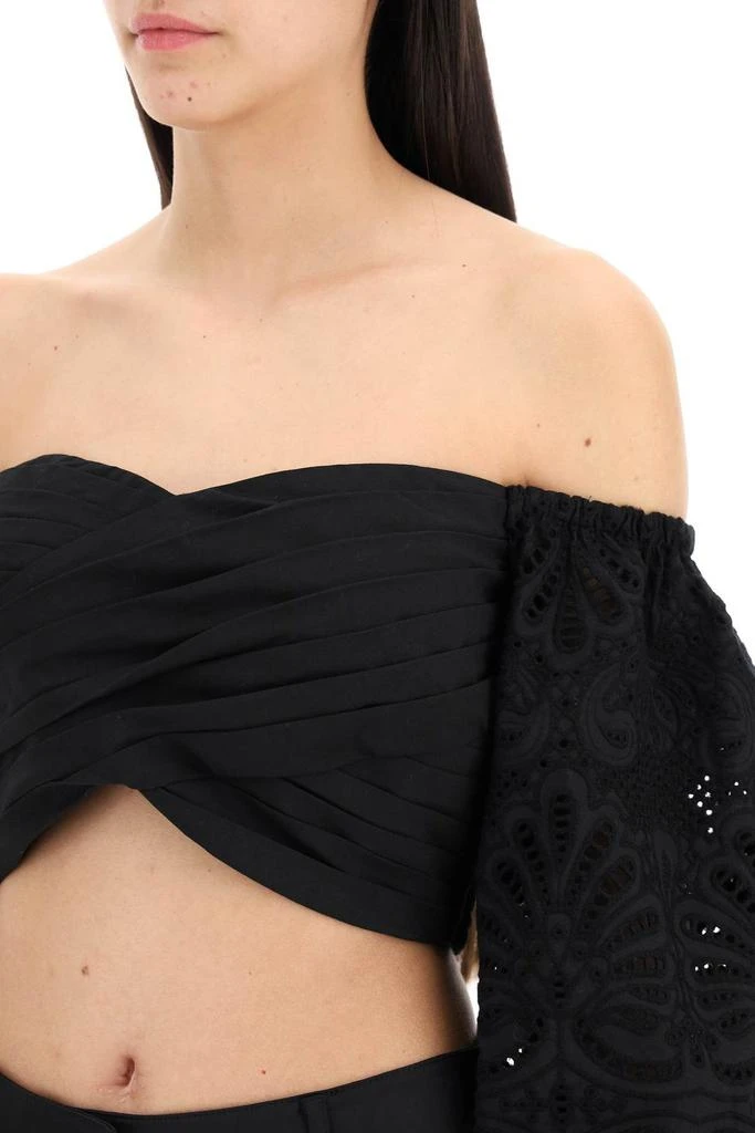 Self Portrait Self-Portrait Off-Shoulder Cropped Top 4