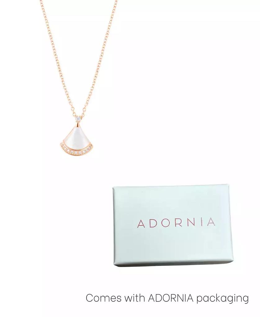 ADORNIA Rose Gold Adjustable Mother of Pearl Cubic Zirconia Leaf Pendant Necklace
