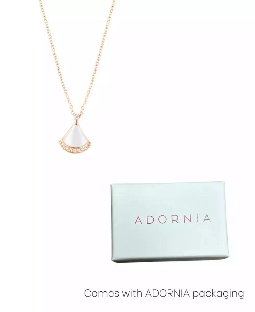 ADORNIA Rose Gold Adjustable Mother of Pearl Cubic Zirconia Leaf Pendant Necklace 2