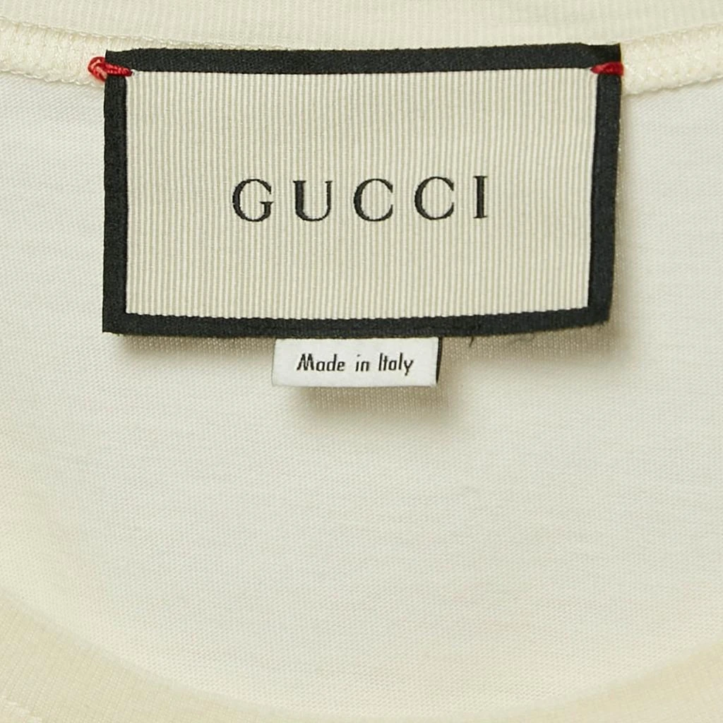 Gucci Gucci Cream Logo Sequin Embellished Round Neck Oversize T-Shirt S 4