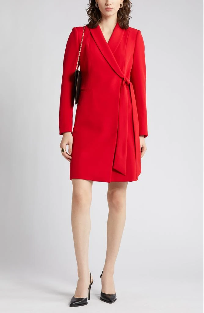 Tahari Side Tie Long Sleeve Wrap Coat Dress 7