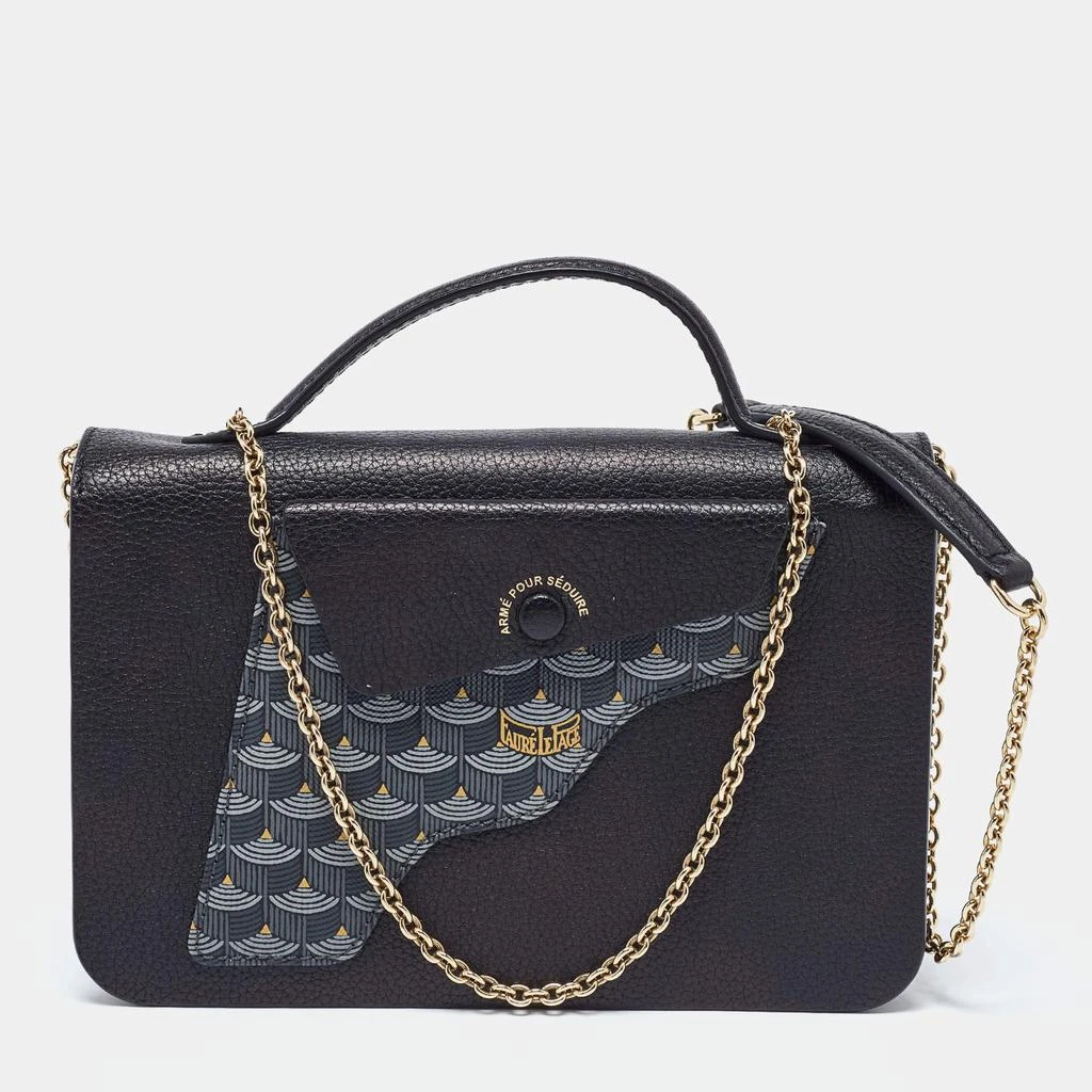Faure Le Page Faure Le Page Black Coated Canvas and Leather Calibre 21 Top Handle Bag 1