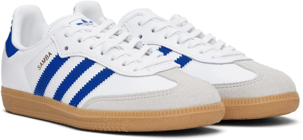 Adidas Big Kids White & Blue Samba OG Sneakers 4