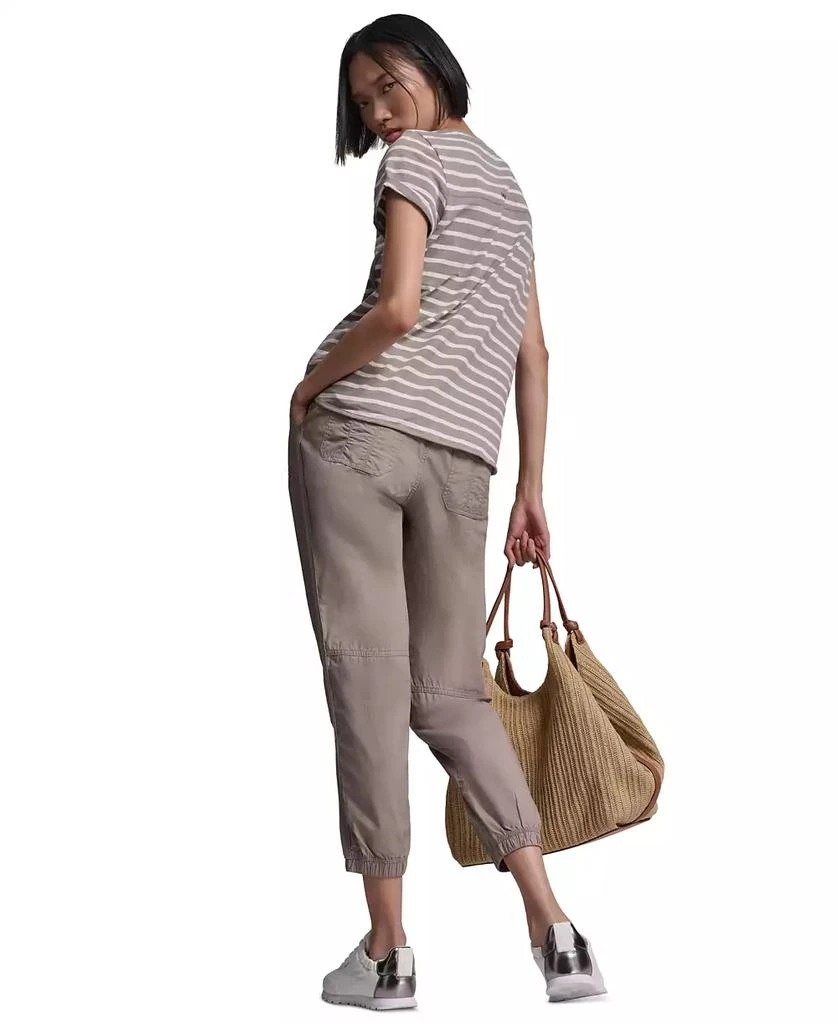 DKNY Sport Women
s Embroidered Crewneck Logo Roll-Sleeve Top 5