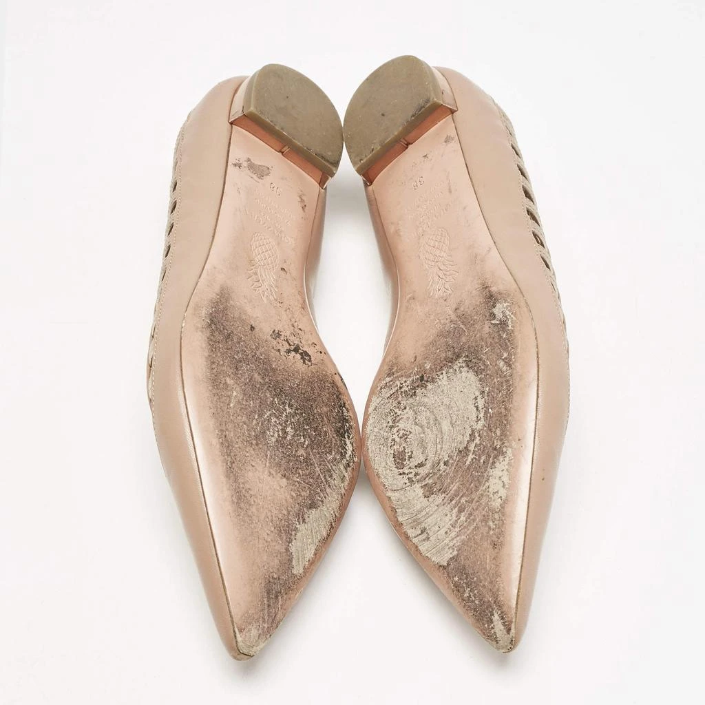 Aquazzura Aquazzura Beige Leather Le Parisien Pointed Toe Ballet Flats Size 38 6