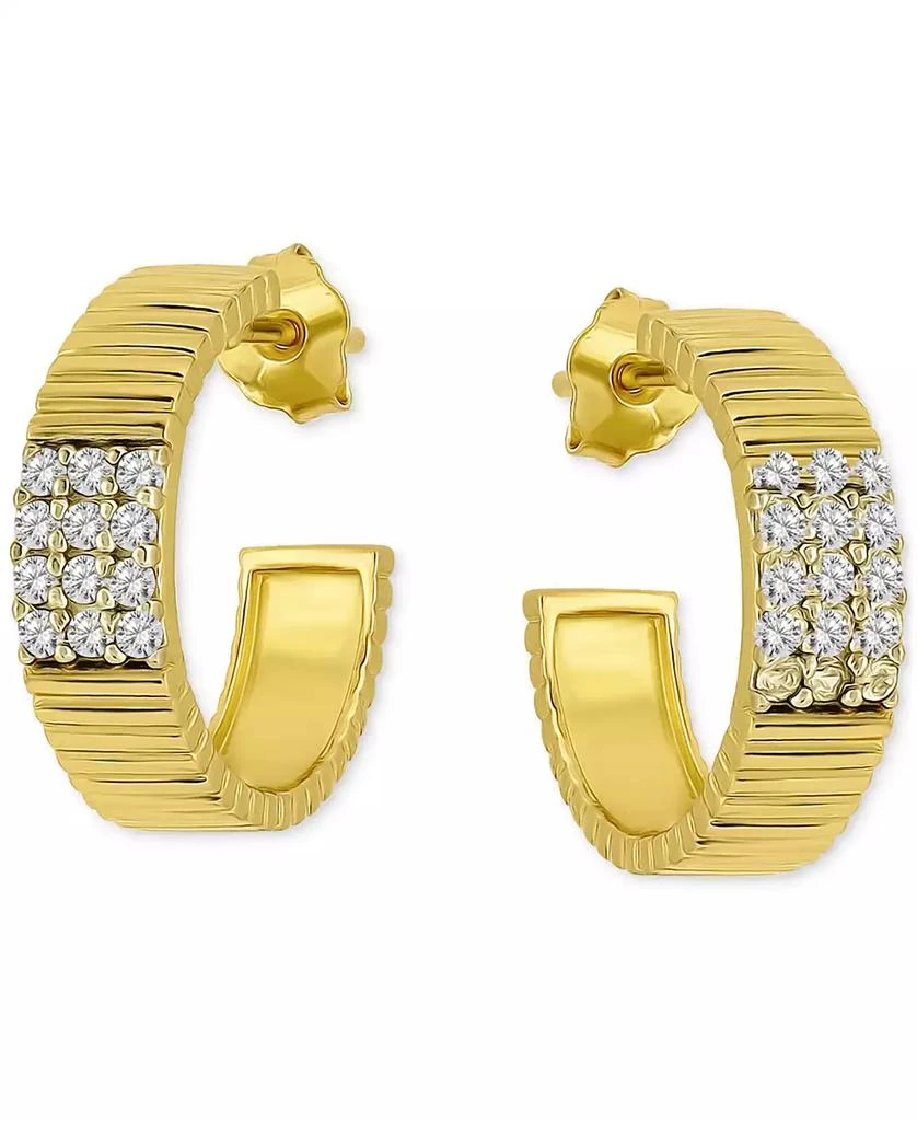 Giani Bernini Pavé Ribbed Small C-Hoop Earrings in Sterling Silver, 0.62" (also in 18k Gold-Plated Sterling Silver), Exclusively at Macy
s 1