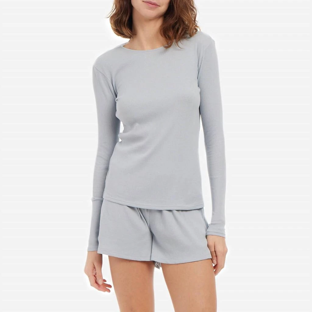 Skin Rayne & Regan Organic Pima Cotton Rib Short Set In Sea Shadow 3