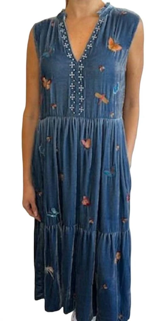 Johnny Was Monarca Velvet Ruffle Nect Tank Dress 1