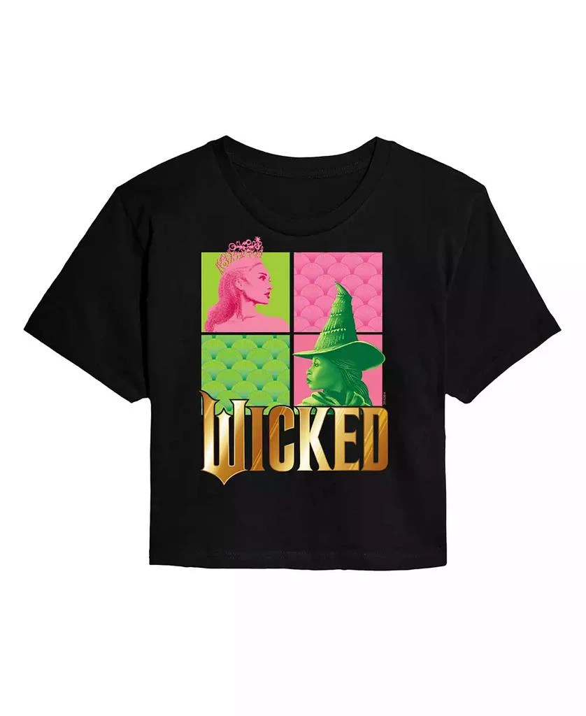 Hybrid Apparel Juniors Trendy Wicked Elphaba Glinda Graphic Cropped T-Shirt 1