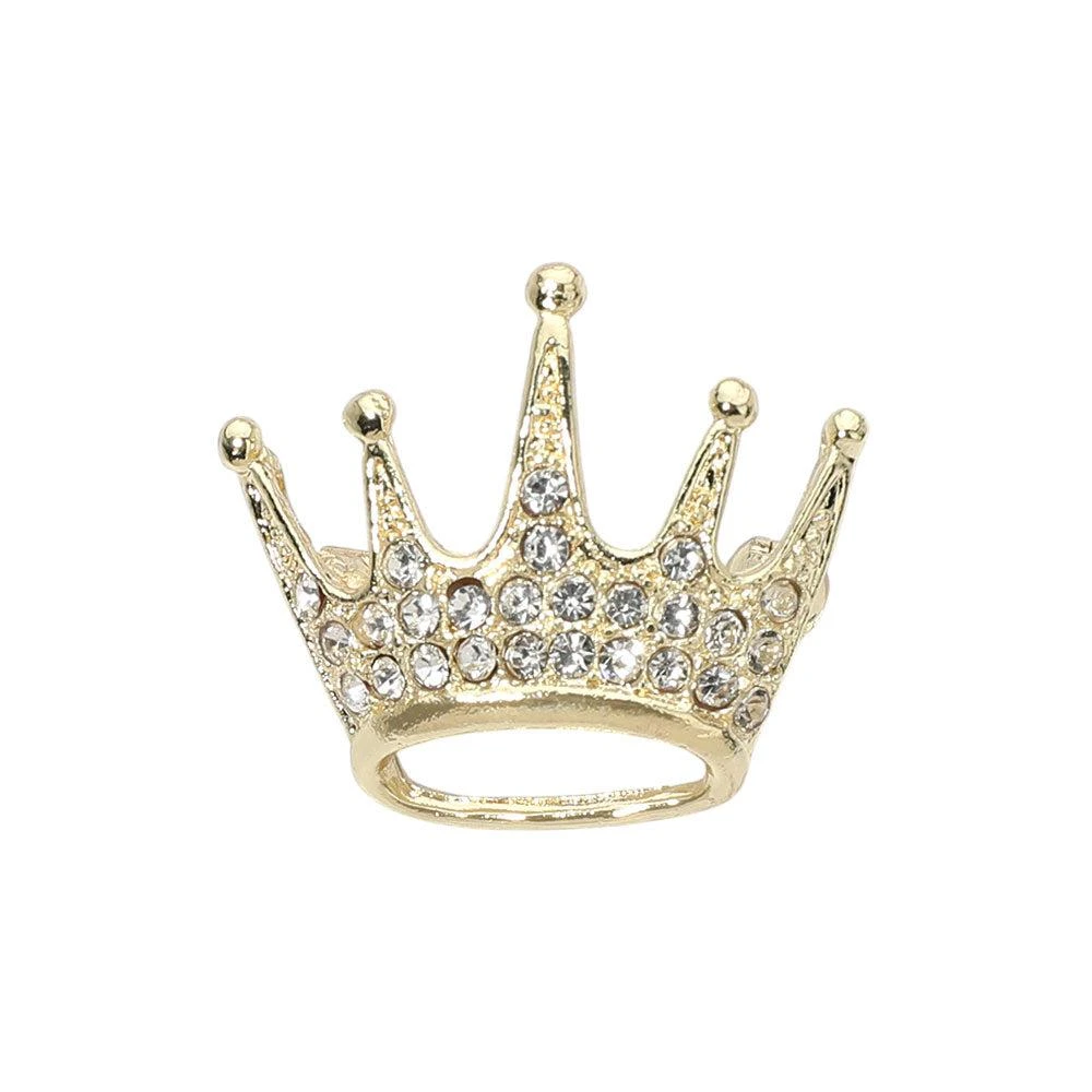 FASHNZFAB Rhinestone Paved Crown Pin Brooch 2