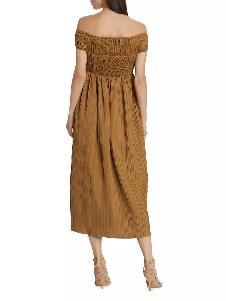 Line & Dot Chapman Smocked Off-The-Shoulder Midi-Dress 5