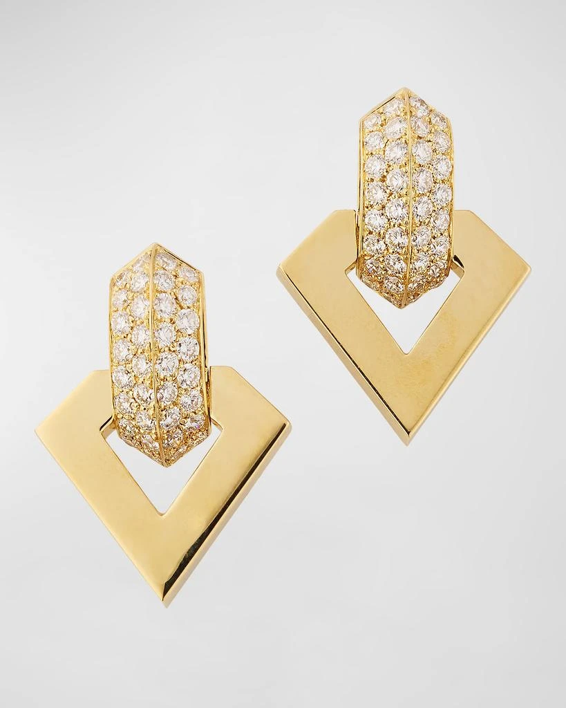 Dries Criel 18k Yellow Gold Diamond Brute Pendant Earrings 1