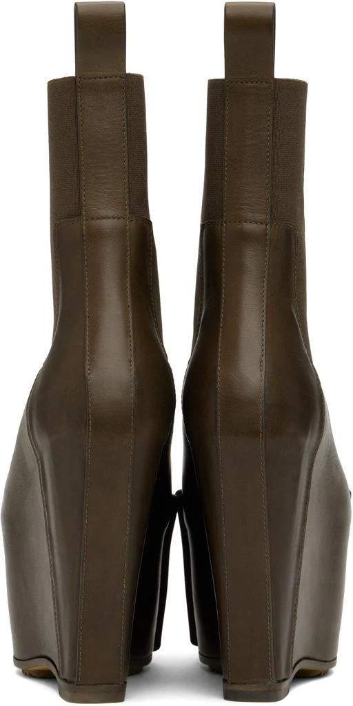 Rick Owens Khaki Porterville Grilled Wedge Beatle Chelsea Boots 2