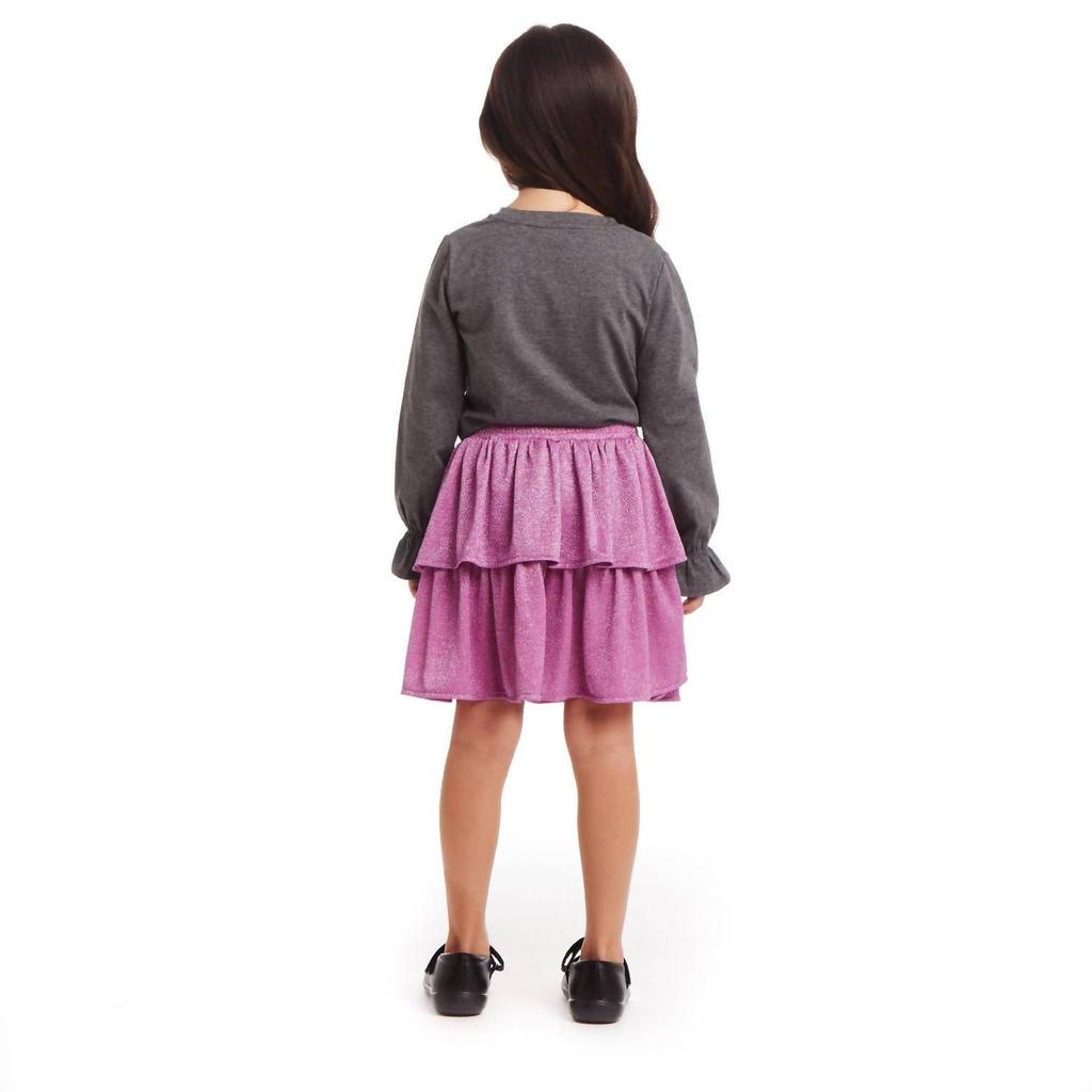 Andy & Evan Andy & Evan - Bows Graphic Top & Glitter Skirt Set