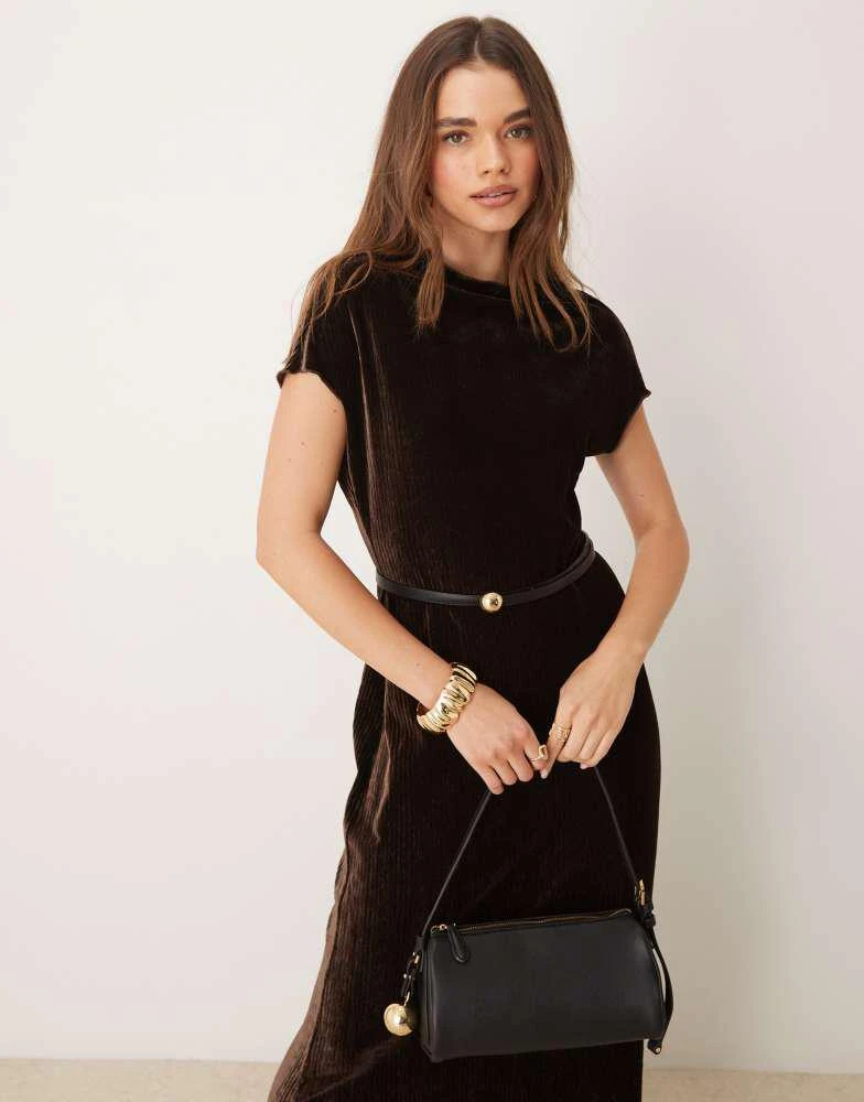 Ghospell Ghospell velvet maxi dress in chocolate brown 2