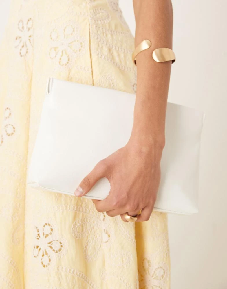 ASOS ASOS DESIGN zip top clutch bag white 4