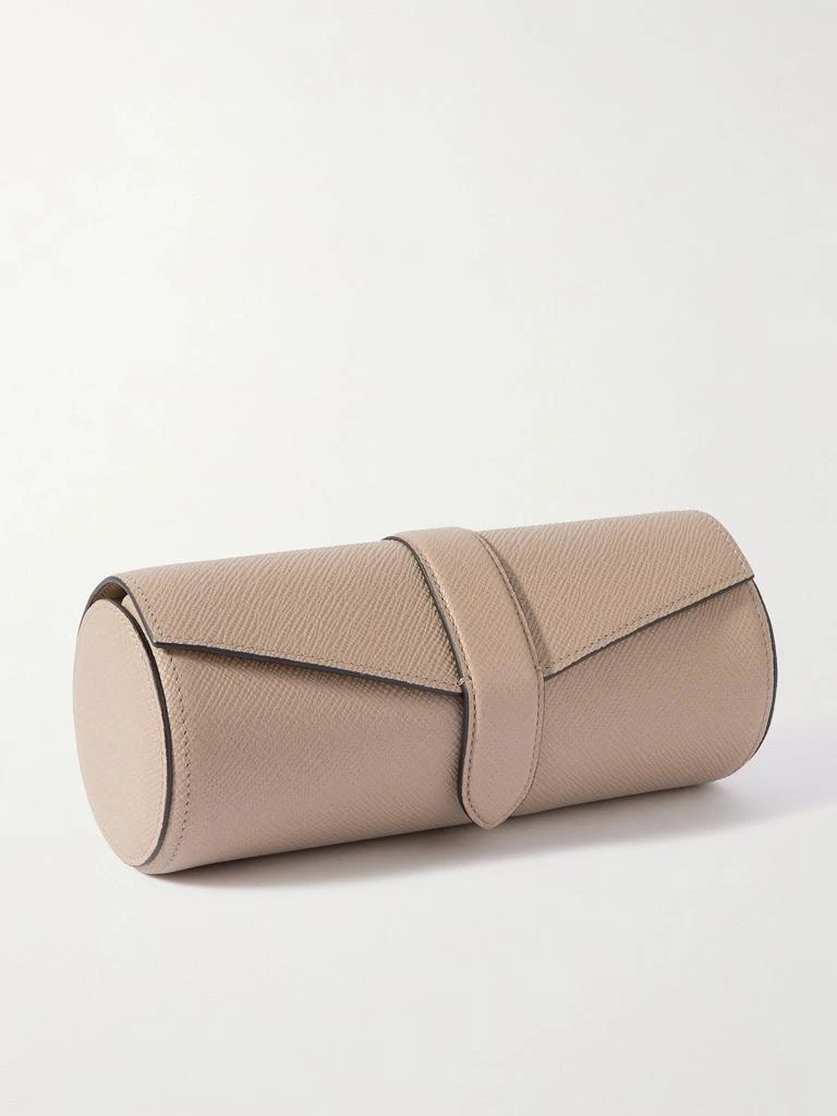 SMYTHSON Panama Textured-leather Watch And Jewelry Roll - Stone