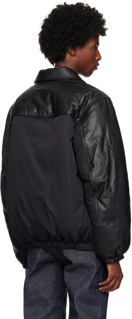 Calvin Klein Black Paneled Leather Down Bomber Jacket 3