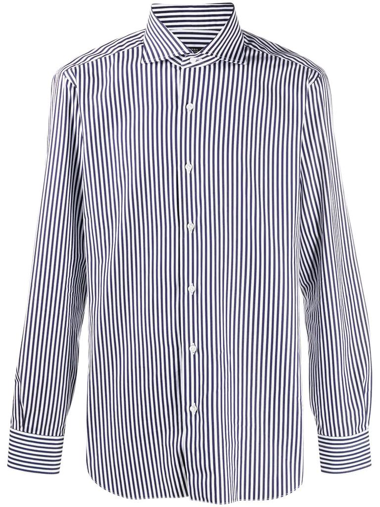 Barba striped poplin shirt - men