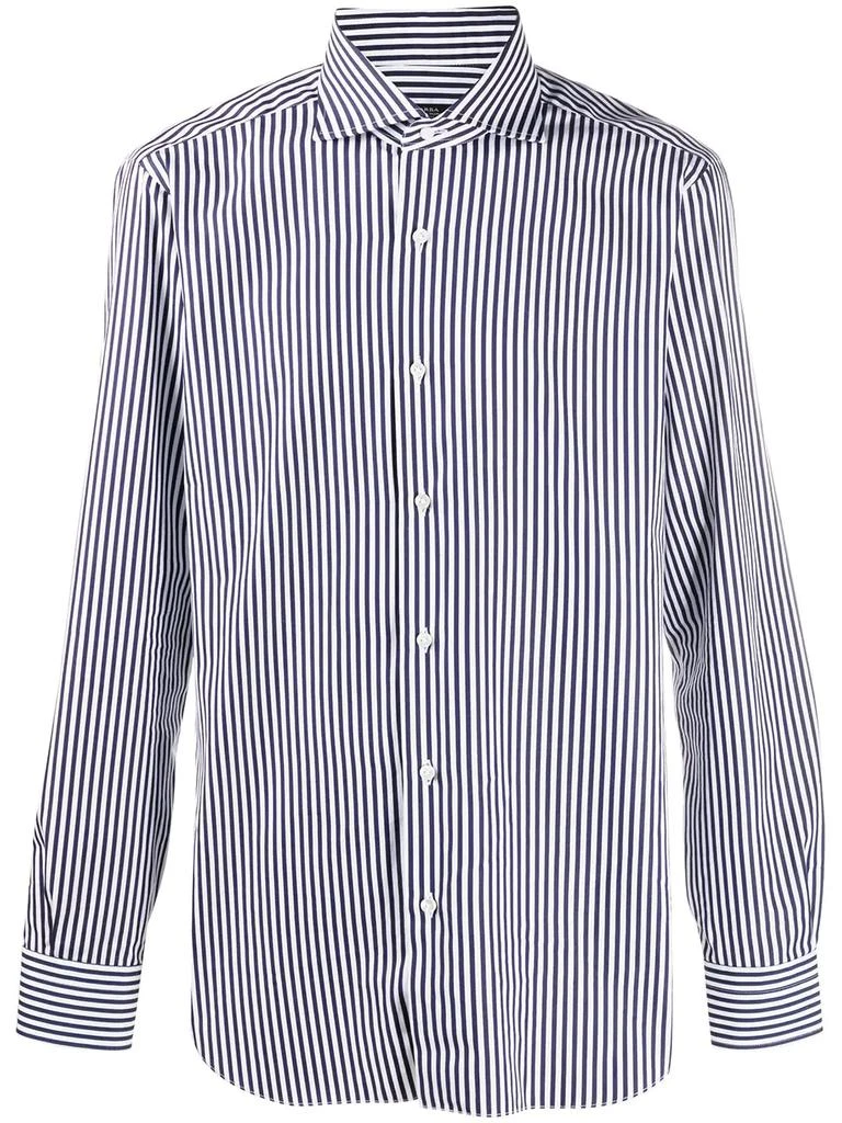 Barba striped poplin shirt - men 1