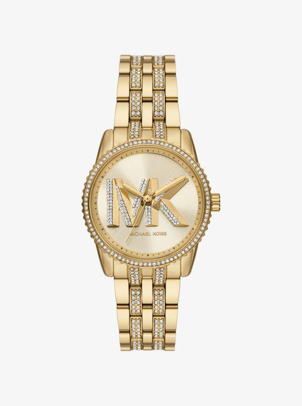 undefined Mini Bryant Pavé Logo Gold-Tone Watch