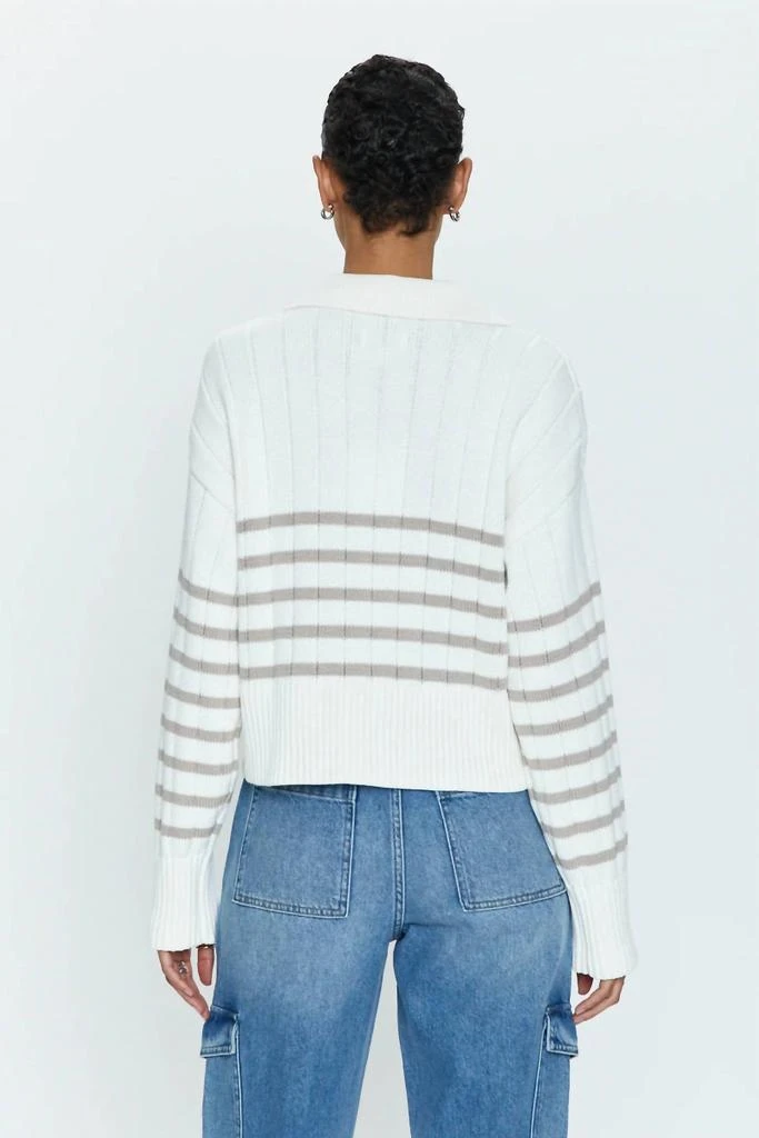 PISTOLA Arlo Stripe Polo Sweater In White 3