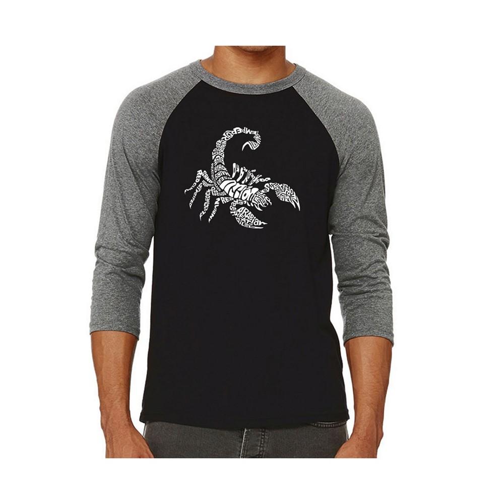 LA Pop Art Types of Scorpions Men's Raglan Word Art T-shirt