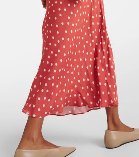 Rixo Iggy polka-dot lace-trimmed satin midi dress 5