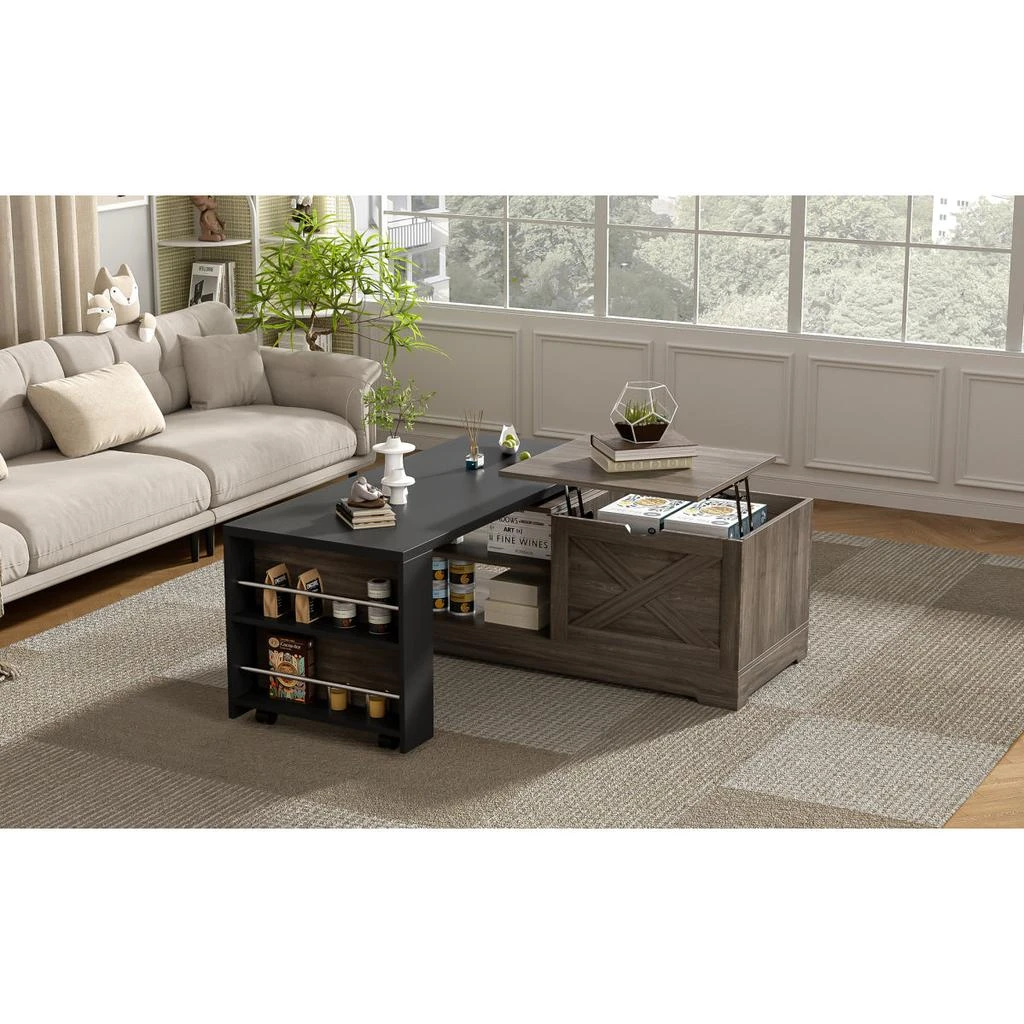 Streamdale Furniture Streamdale Farmhouse Lift Top Coffee Table with Barn Doors 
Hidden Storage 6