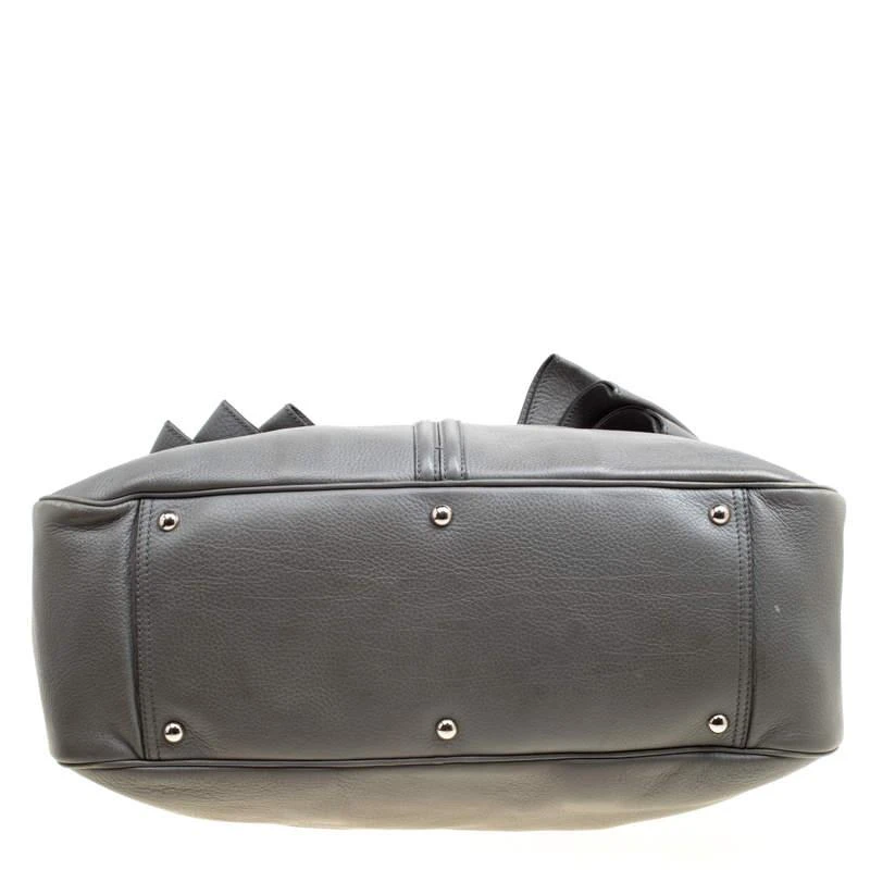 Yves Saint Laurent Yves Saint Laurent Grey Leather Large Obi Bowler Bag 6