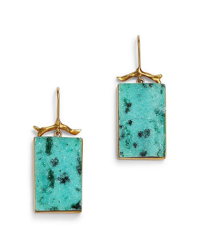 ANNETTE FERDINANDSEN DESIGN Annette Ferdinandsen 18K Yellow Gold Chrysocola Drusy Branch Earrings