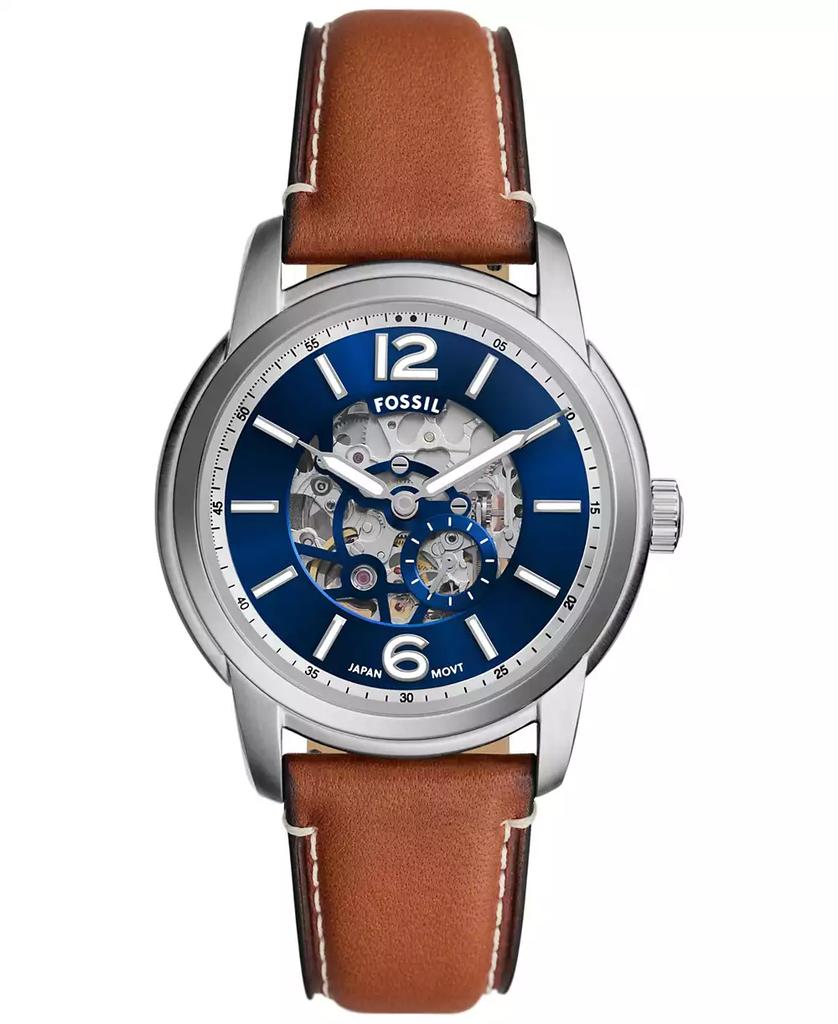 Fossil Men's Heritage Automatic Brown Leather Watch 43mm