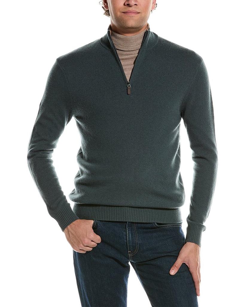 Qi Mens good Cashmere 1/4 Zip Mock Sweater