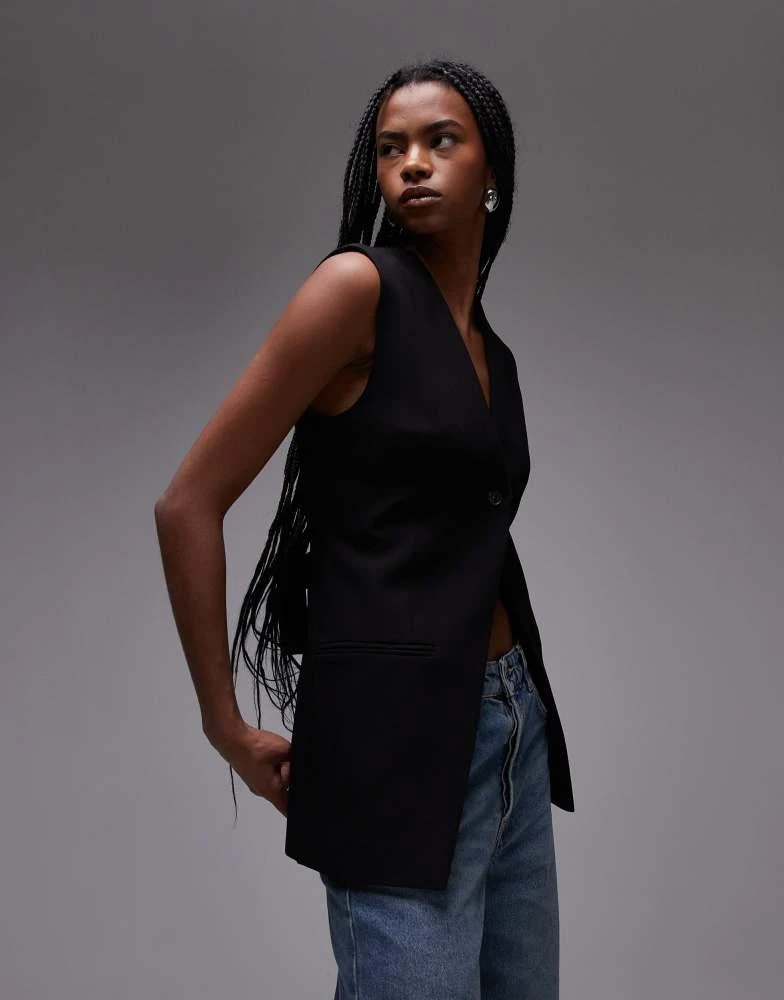 Topshop Topshop sleeveless backless blazer in black 1