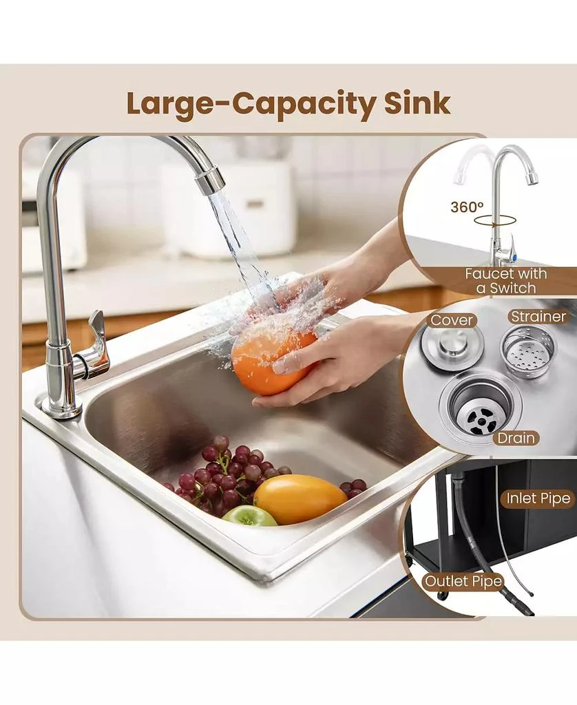 Ecooso 56 Inches Outdoor Grill Table with Sink and Stainless Steel 7