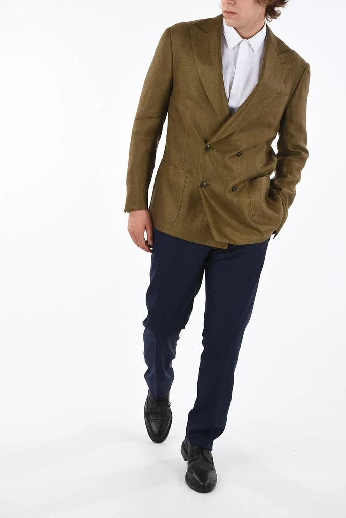 Corneliani Silk and Linen peak lapel GATE double-breasted blazer 4